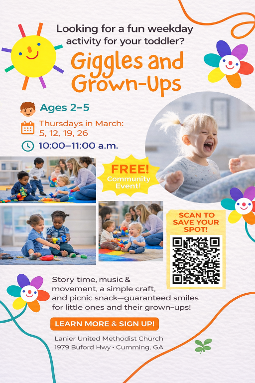 Giggles and Grown Ups event flyer website
