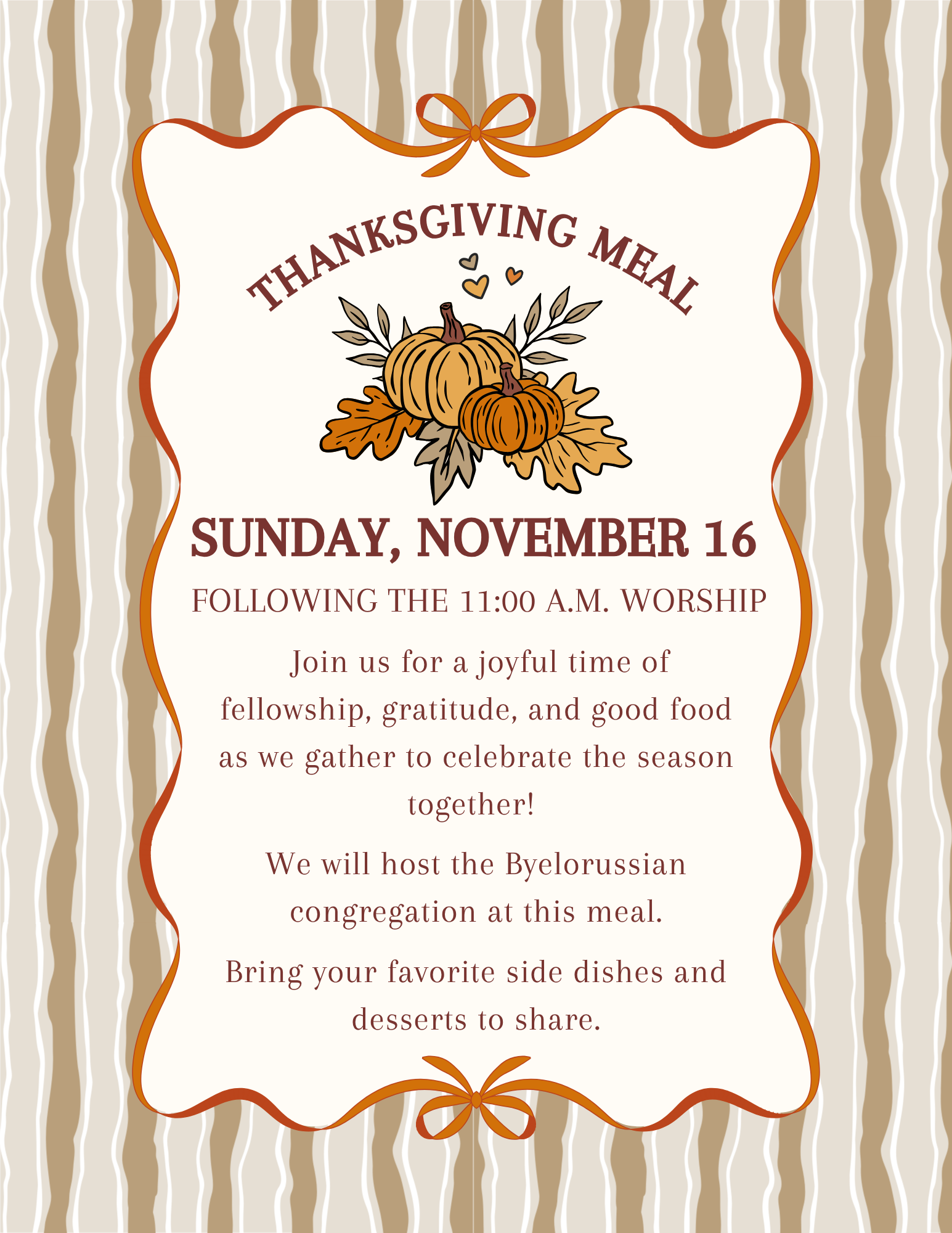 Orange Brown Traditional Vintage Thanksgiving Shop Closed Announcement Flyer